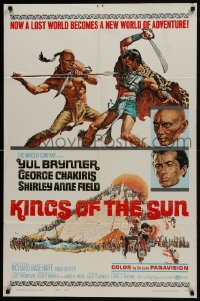 6f460 KINGS OF THE SUN style A 1sh 1963 Frank McCarthy art of Yul Brynner fighting George Chakiris!