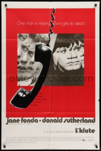 6f465 KLUTE 1sh 1971 Donald Sutherland & Jane Fonda, dangling telephone art!