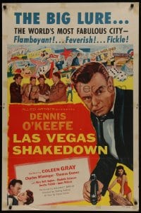 6f471 LAS VEGAS SHAKEDOWN 1sh 1955 gambling Dennis O'Keefe in the world's most fabulous city!