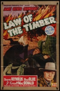 6f478 LAW OF THE TIMBER 1sh 1941 from James Oliver Curwood novel, Marjorie Reynolds, Monte Blue!