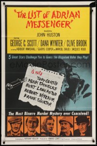 6f496 LIST OF ADRIAN MESSENGER 1sh 1963 John Huston directs 5 heavily disguised great stars