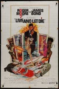 6f498 LIVE & LET DIE West Hemi 1sh 1973 Robert McGinnis art of Roger Moore as James Bond!
