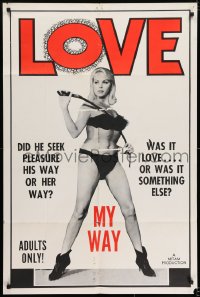 6f517 LOVE MY WAY censored 1sh 1966 sexy topless woman with whip, was it love or was it something else?