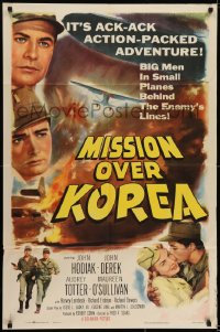 6f565 MISSION OVER KOREA 1sh 1953 big men in small planes, cool art of spotter plane!