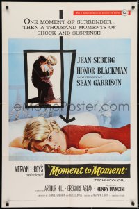 6f570 MOMENT TO MOMENT 1sh 1965 close up of sexy Jean Seberg laying on bed in a moment of weakness!