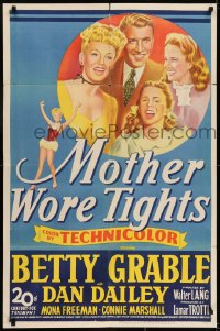 6f583 MOTHER WORE TIGHTS 1sh 1947 artwork of Betty Grable, Dan Dailey, Mona Freeman!