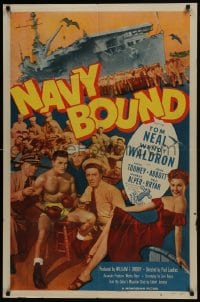 6f606 NAVY BOUND signed 1sh 1951 by John Abbott, boxing Navy sailor Tom Neal, sexy Wendy Waldron!