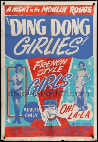 6f618 NIGHT IN THE MOULIN ROUGE 1sh 1951 Ding Dong Girlies, Red Mill Cuties, Globe Poster Co.!