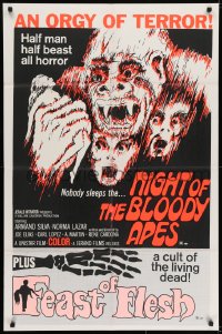 6f621 NIGHT OF THE BLOODY APES/FEAST OF FLESH 1sh 1970s south of the border horror double-bill!
