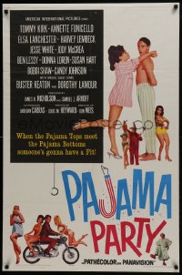 6f655 PAJAMA PARTY 1sh 1964 Annette Funicello in sexy lingerie, Tommy Kirk, Buster Keaton!