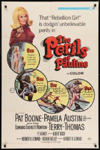 6f663 PERILS OF PAULINE 1sh 1967 Rebellion Girl Pamela Austin is dodgin' unbelievable perils!