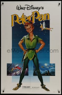 6f665 PETER PAN 1sh R1982 Walt Disney animated cartoon fantasy classic, great full-length art!