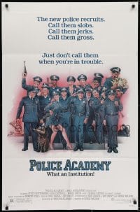 6f676 POLICE ACADEMY 1sh 1984 Steve Guttenberg, Kim Cattrall, Drew Struzan police artwork!