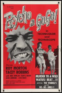 6f689 PSYCHO A GO-GO 1sh 1966 Al Adamson's most terrifying psycho of all & those wild go-go girls!