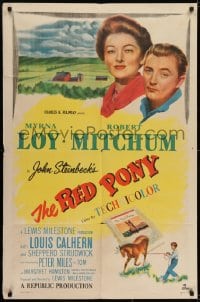 6f706 RED PONY 1sh 1949 Robert Mitchum is Myrna Loy's ranch hand, written by John Steinbeck!