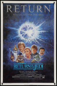 6f007 RETURN OF THE JEDI NSS style 1sh R1985 George Lucas classic, Mark Hamill, Ford, Tom Jung art!