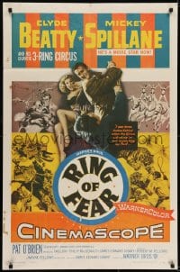 6f718 RING OF FEAR 1sh 1954 Clyde Beatty and his gigantic 3-ring circus + Mickey Spillane!