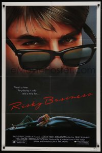 6f719 RISKY BUSINESS 1sh 1983 classic close up art of Tom Cruise in cool shades by Drew Struzan!