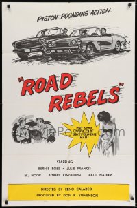 6f721 ROAD REBELS 1sh 1964 piston pounding action, hot cars, cool cats, that's trouble man!