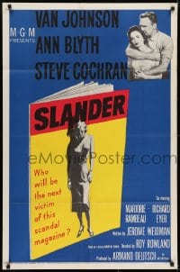 6f787 SLANDER 1sh 1957 will Van Johnson & Ann Blyth be the victim of a slanderous sex magazine?