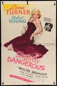 6f789 SLIGHTLY DANGEROUS style C 1sh 1943 Lana Turner is gorgeous mixing highballs in silks, rare!