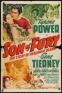 6f799 SON OF FURY style B 1sh 1942 Tyrone Power, Gene Tierney, Frances Farmer
