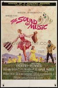 6f803 SOUND OF MUSIC awards 1sh 1965 classic Terpning art of Julie Andrews & top cast!