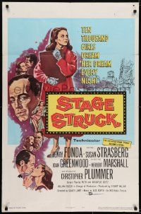 6f810 STAGE STRUCK 1sh 1958 Henry Fonda, 10000 girls dream Susan Strasberg's dream every night!