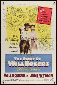 6f824 STORY OF WILL ROGERS 1sh 1952 Will Rogers Jr. as his father, Jane Wyman, cool art!