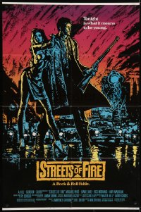 6f833 STREETS OF FIRE 1sh 1984 Walter Hill directed, Michael Pare, Diane Lane, artwork by Riehm!