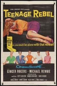 6f870 TEENAGE REBEL 1sh 1956 Michael Rennie sends daughter to mom Ginger Rogers so he can have fun!