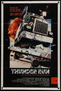 6f886 THUNDER RUN int'l 1sh 1986 the action never stops, cool flying semi-truck art!