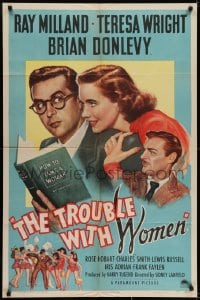 6f911 TROUBLE WITH WOMEN style A 1sh 1946 artwork of Ray Milland, Teresa Wright, Brian Donlevy!