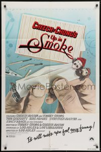 6f925 UP IN SMOKE style B 1sh 1978 Cheech & Chong, it will make you feel funny, revised tagline!