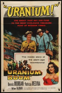 6f927 URANIUM BOOM 1sh 1956 William Castle's explosive inside story of the Atom Age boom towns!