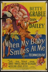 6f958 WHEN MY BABY SMILES AT ME 1sh 1948 art of sexy Betty Grable & Dan Dailey!
