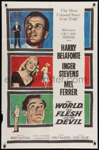 6f979 WORLD, THE FLESH & THE DEVIL 1sh 1959 Inger Stevens, Harry Belafonte & Mel Ferrer!
