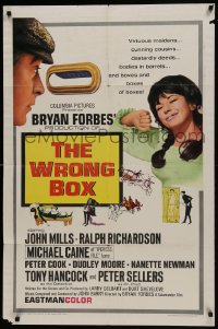 6f981 WRONG BOX 1sh 1966 Michael Caine looks through mail slot at pretty girl, English sex!
