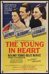 6f992 YOUNG IN HEART 1sh R1944 Douglas Fairbanks Jr., sexy Janet Gaynor and Paulette Goddard!