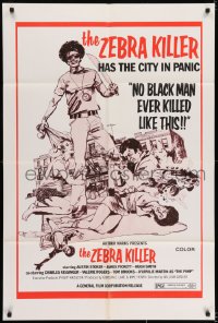 6f997 ZEBRA KILLER 1sh 1974 Austin Stoker, James Pickett, he has the city in panic!