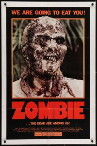 6f999 ZOMBIE 1sh 1980 Zombi 2, Lucio Fulci classic, gross c/u of undead, we are going to eat you!