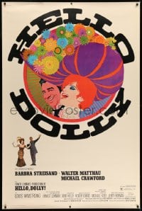 6g361 HELLO DOLLY 40x60 1970 art of Barbra Streisand & Walter Matthau by Richard Amsel!