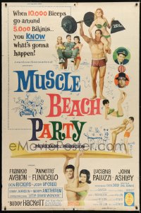 6g365 MUSCLE BEACH PARTY 40x60 1964 Frankie & Annette, 10,000 biceps & 5,000 bikinis!