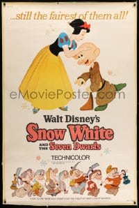 6g370 SNOW WHITE & THE SEVEN DWARFS 40x60 R1967 Walt Disney animated cartoon fantasy classic!