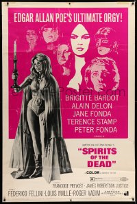6g372 SPIRITS OF THE DEAD 40x60 1969 Federico Fellini, Reynold Brown artwork of sexy Jane Fonda!