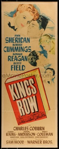 6g083 KINGS ROW insert 1942 art of Ronald Reagan, Ann Sheridan & Robert Cummings, classic!