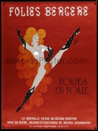 6g264 FOLIES BERGERE 46x62 French stage poster 1970s Erte art of sexy near-naked showgirl!
