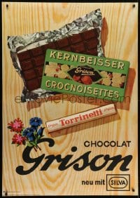 6g290 GRISON 36x51 Swiss advertising poster 1962 Kernbeisser, cool art of chocolates and more!