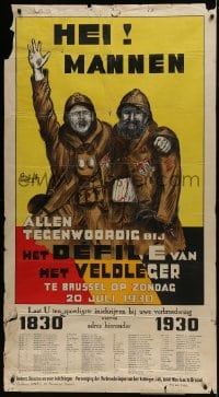 6g322 HEI MANNEN 34x61 Belgian special poster 1930 Ralph art of two wounded soldiers!