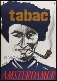 6g297 TABAC AMSTERDAMER 36x51 Swiss advertising poster 1967 Darnel art of a man smoking a pipe!